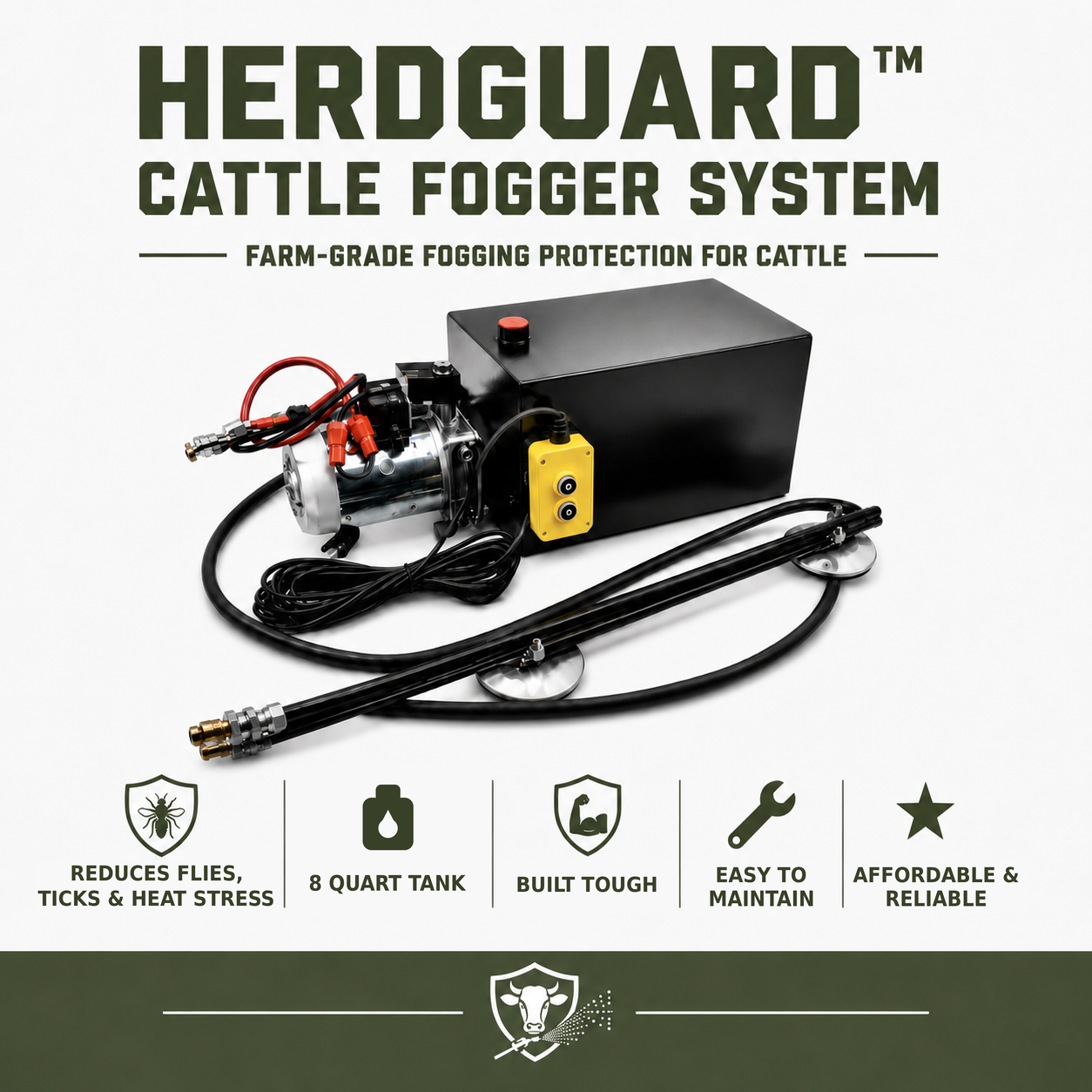 The HerdGuard cattle fogger system with its 8-quart tank